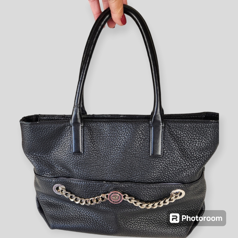 Versace Jeans Pebbled Faux Leather Tote with Chain Detail